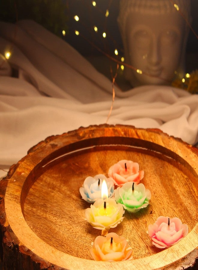 DECOVAA Floating Rose Flower Candle Multi Colour Smokeless Flower Shape Floating Wax Tealight Candles for Home Décor, Diwali (Pack of 12) - Image 3
